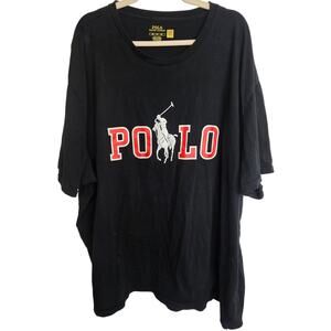 Polo Ralph Lauren Mens BIg Pony Logo T-Shirt Size 4XB Black Paint Spellout Tee